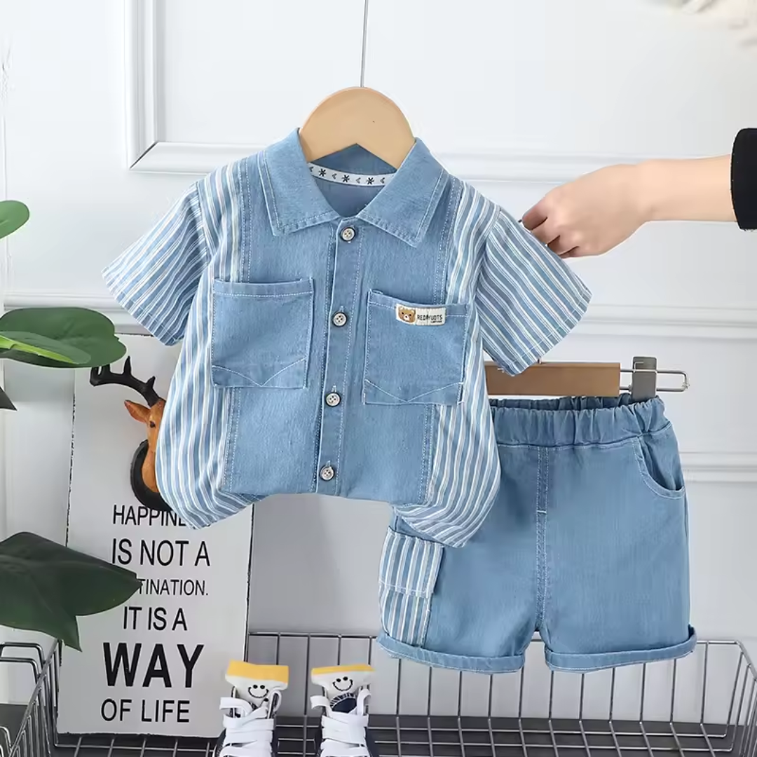 Love & Bump | Boys Blue Summer Shorts Set