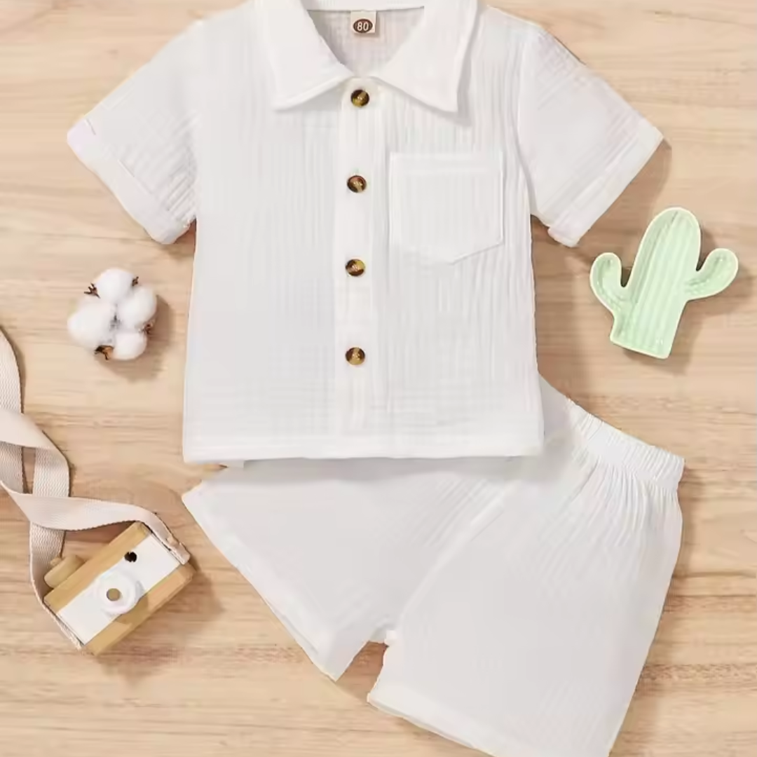 Love & Bump | Kids White Summer Shorts Set