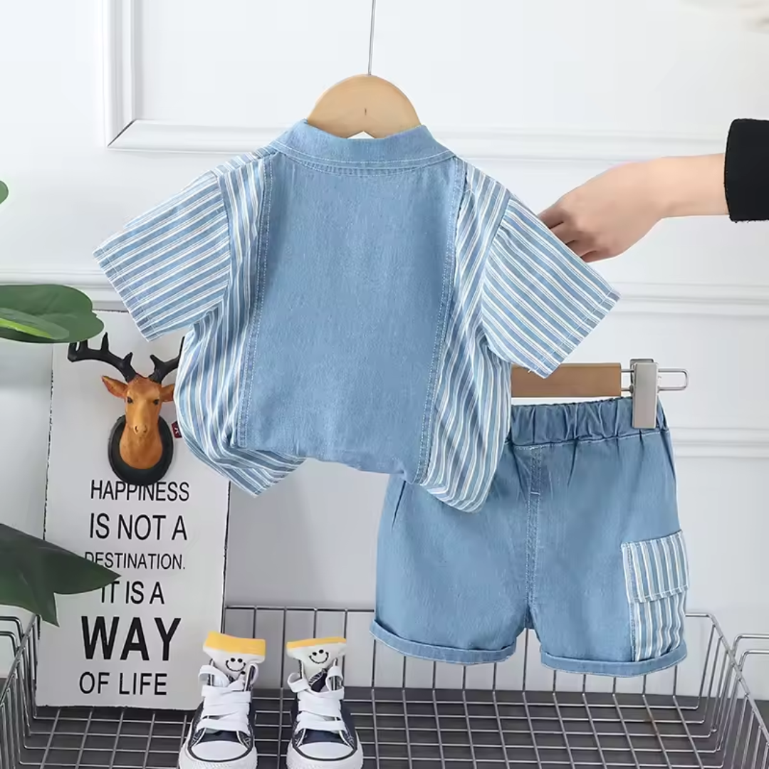 Love & Bump | Boys Blue Summer Shorts Set