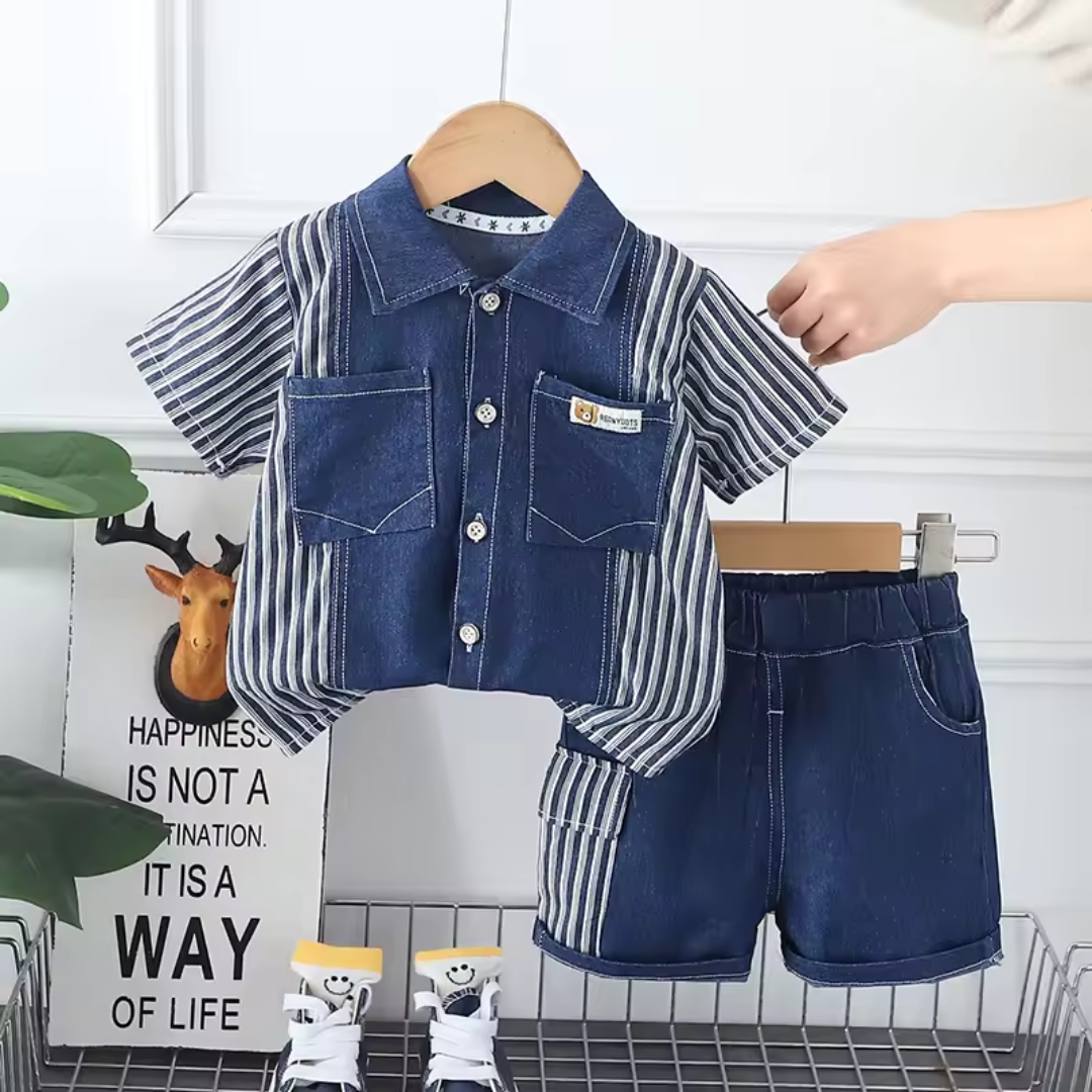 Love & Bump | Boys Blue Summer Shorts Set