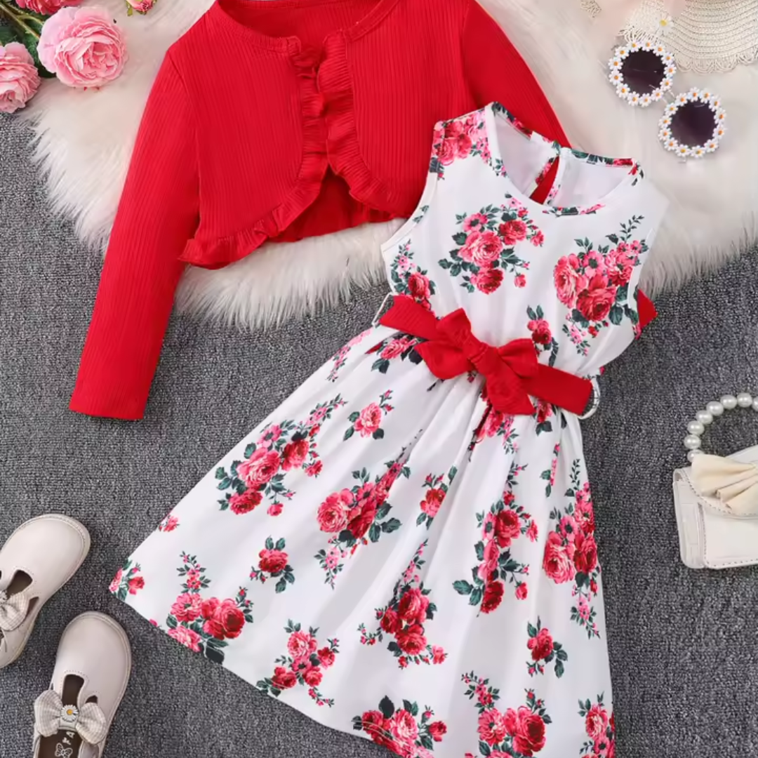 Love & Bump | Girls Floral Dress & Coat Set