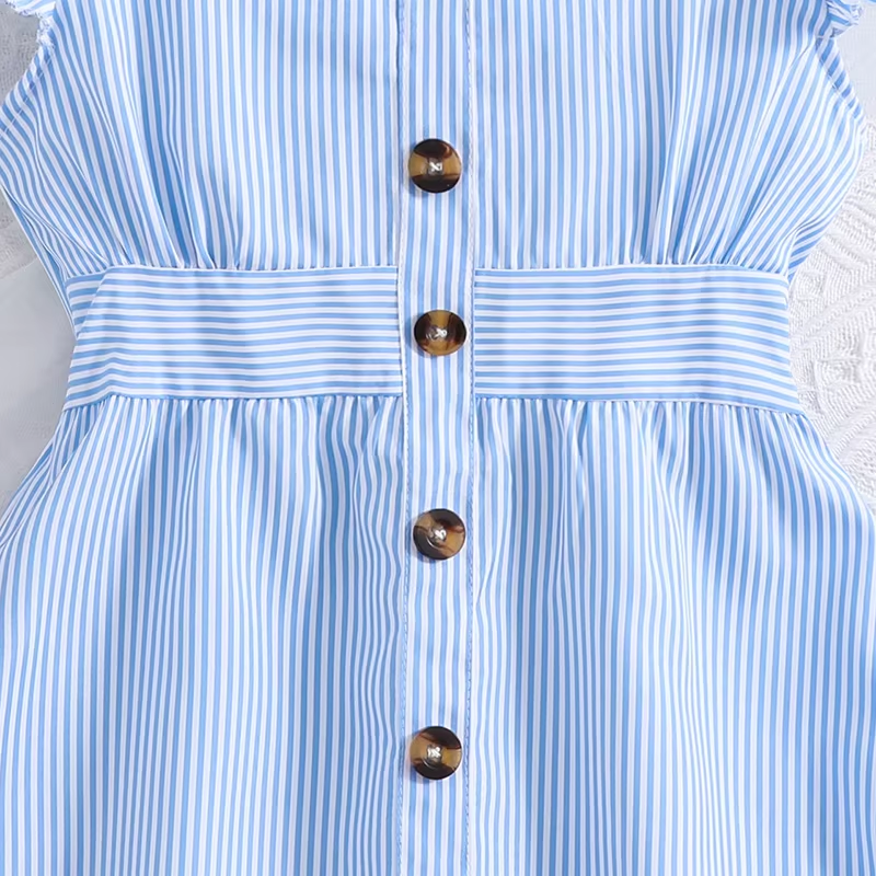 Girls Summer Striped Ruffle Dress
