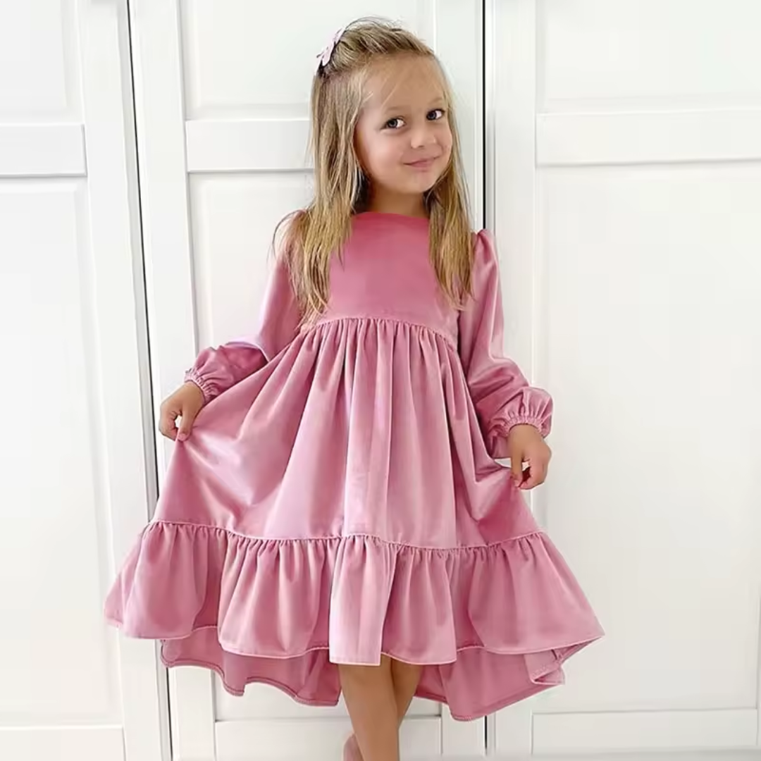 Love & Bump | Girls Velvet Ruffle Party Dress
