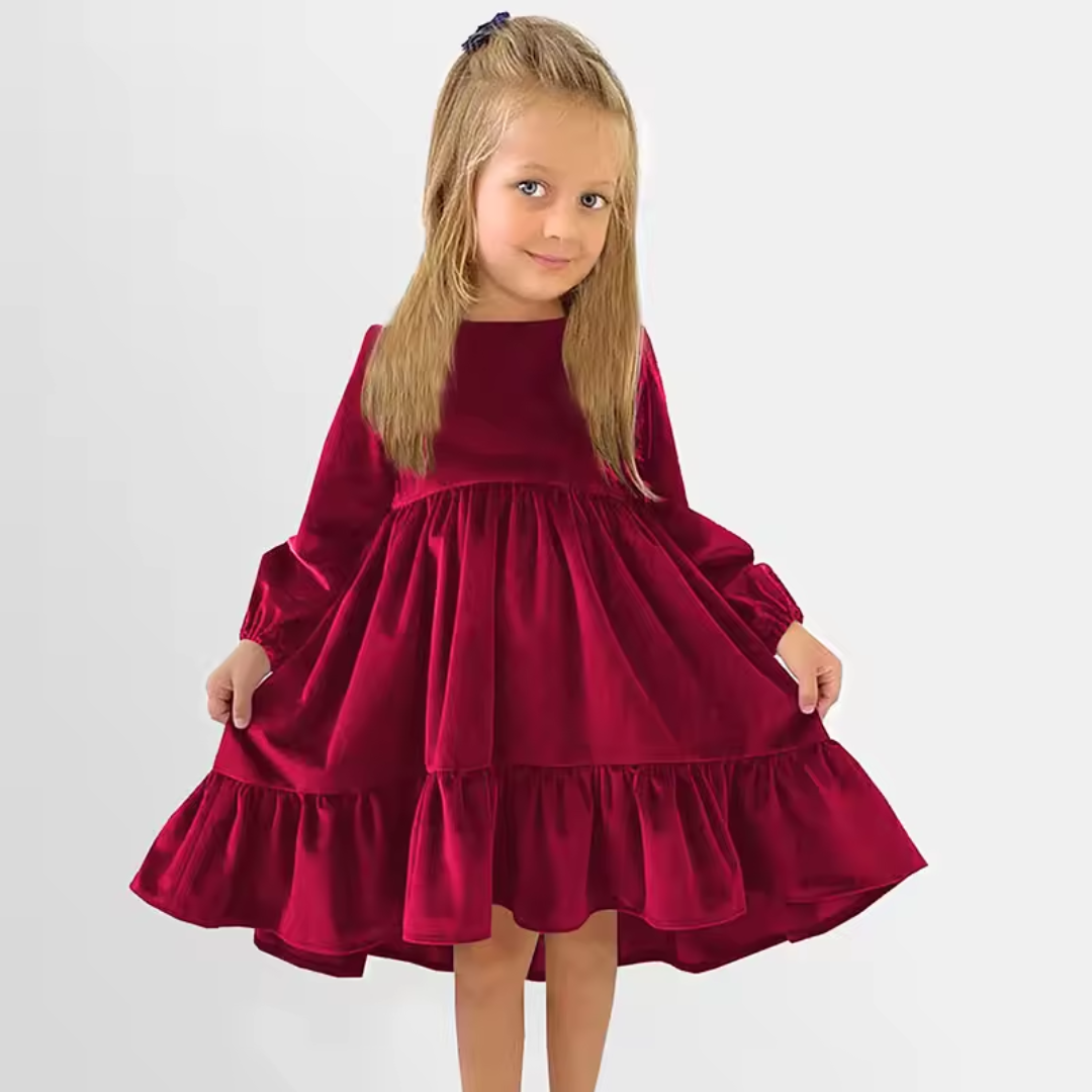 Love & Bump | Girls Velvet Ruffle Party Dress
